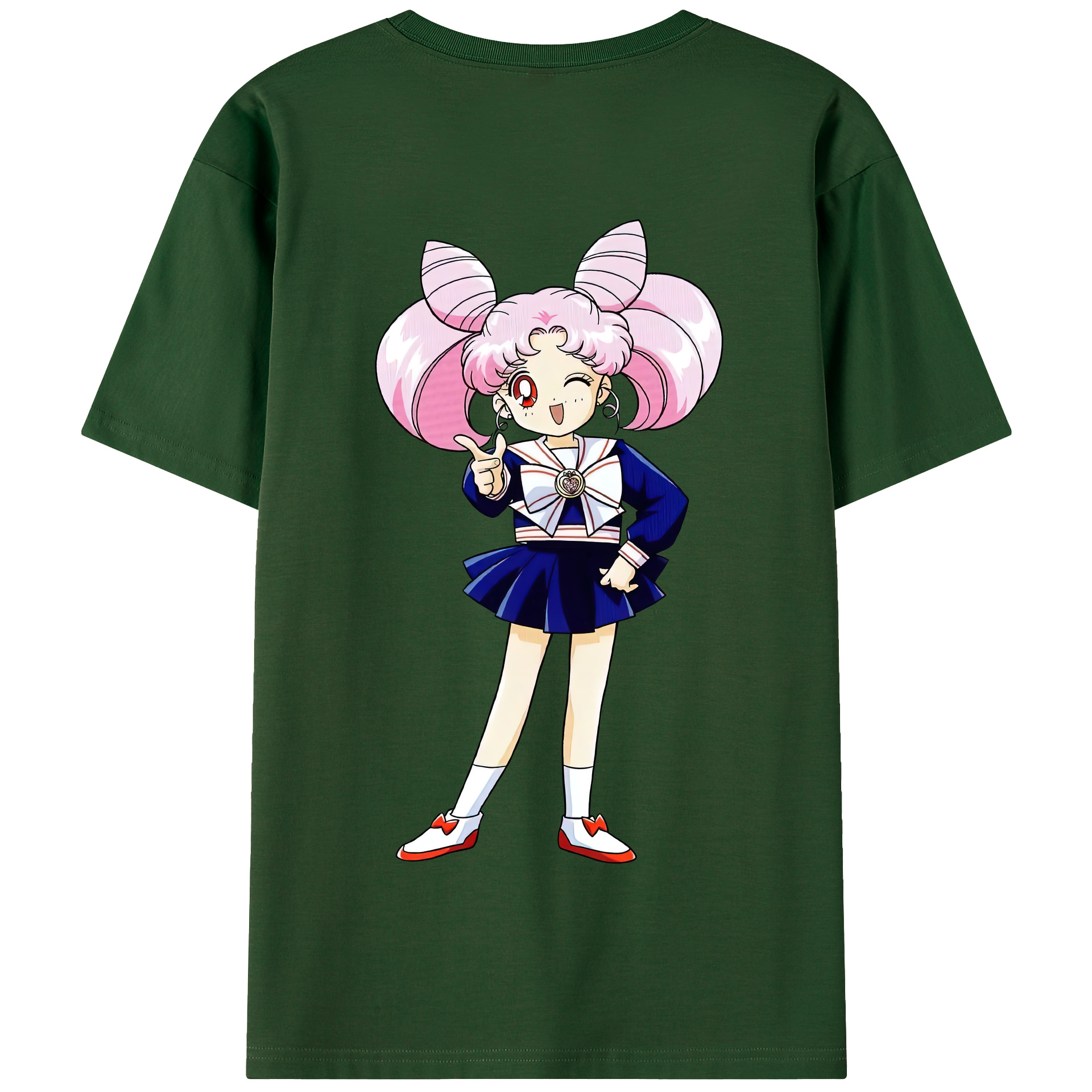 （画像用） 美少女戦士セーラームーン ちびうさ Sailor Moon Chibiusa Tsukino Usagi Small Lady Serenity 綿100％半袖Tシャツ（背面プリント）